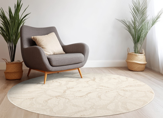 Okrągły Dywan Sznurkowy Haga 04720A l.grey/cream Szary Beż Krem Kwiaty Outdoor