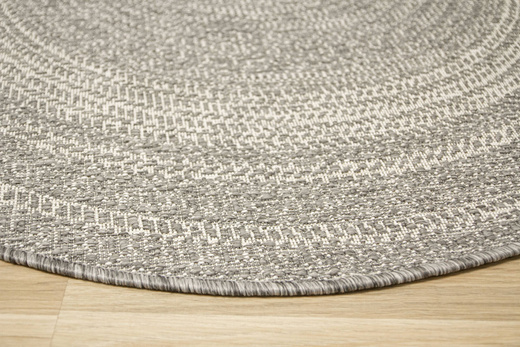 Okrągły Dwustronny Dywan Sznurkowy Brussels 205670/10010 Silver Szary Krem Kółka Outdoor