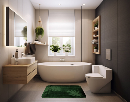 Dywanik Łazienkowy Antypoślizgowy Lisset Monstera Butelkowa Zieleń Linie