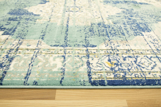 Dywan Victoria 7560A blue/d.blue Ornament Turkus Krem