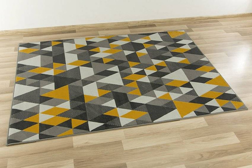 Dywan Luna 503834/89915 grey musztardowe trójkąty