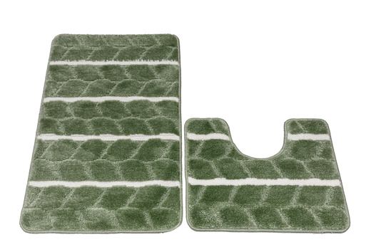 Komplet 2-częściowy Łazienkowy Fano Green Paski Zielony