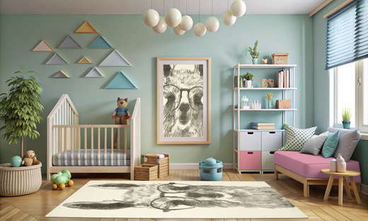 Dywan Dziecięcy Lima 9506A cream/l.grey Szary Krem Lama w Okularach