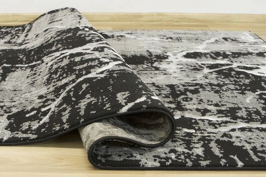 Lśniący Dywan Allora Plus 8060A black/grey Czarny Srebrny Marmur Beton