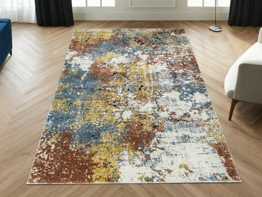 Dywan Bosa 8621A cream/somon Kremowy Miedziany Niebieski Abstrakcja