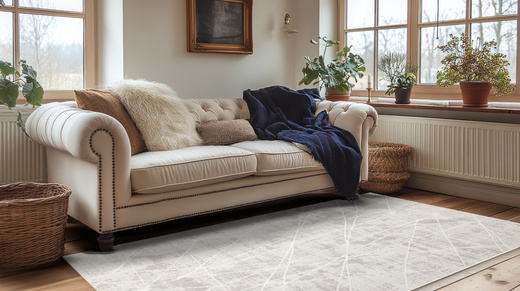 Dywan Illusion H017A creamHB/l.grey Szary Krem Lśniący Marmur Linie