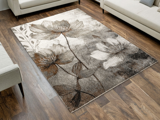 Dywan Ponte N879A l.grey/beige Brąz Szary Kwiaty