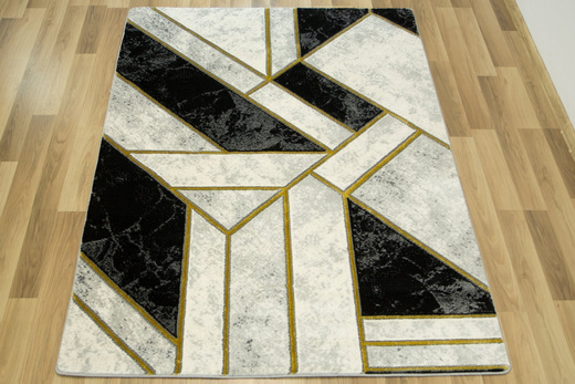 Dywan Diamond K4423G Geometryczny złote kreski