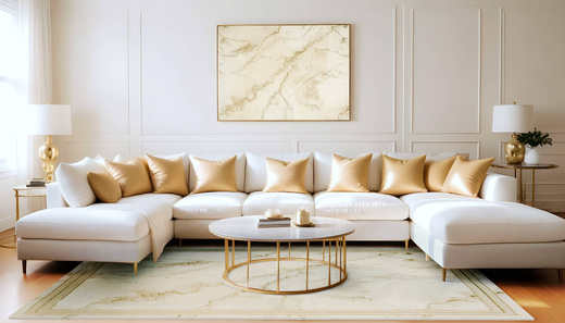 Lśniący Dywan Allora Plus B839A cream/gold Marmur Beż Krem Złoto