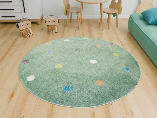 Okrągły Dywan Lima C275A green/lila Pistacjowy Kropki
