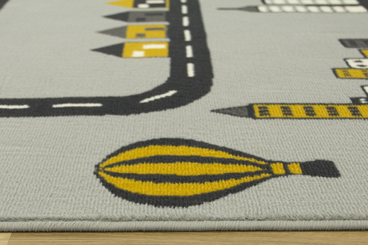 Dywan Kids 534433/89945 mouse/m Miodowy Szary Ulice Domki