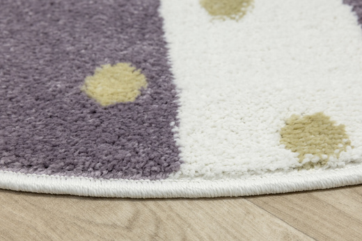 Okrągły Dywan Lima M044A cream/lila Fiolet Krem Zloty Paski