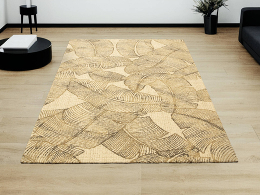 Wełniany Dywan Tempo Natural-B Feath Krem Beż Liście