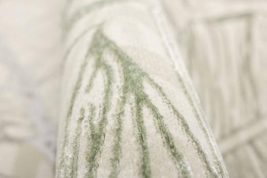 Lśniący Dywan Allora Plus F784A cream/green Beż Krem Zieleń Liście