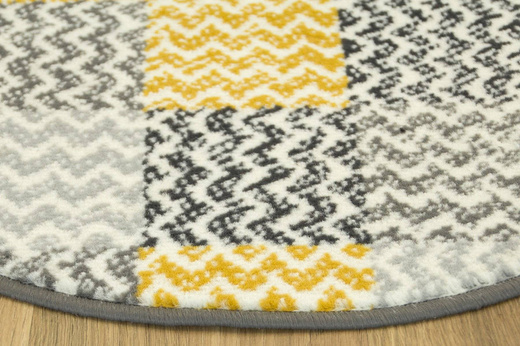 Okrągły Dywan Luna 503568/89935 Patchwork Szary Żółty Musztardowy