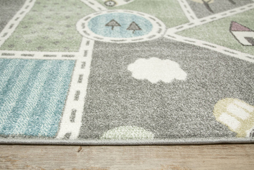 Wykładzina Dziecięca Lima C262A l.grey/green Uliczki Pastelowy Turkus Miętowy szerokość 4 m