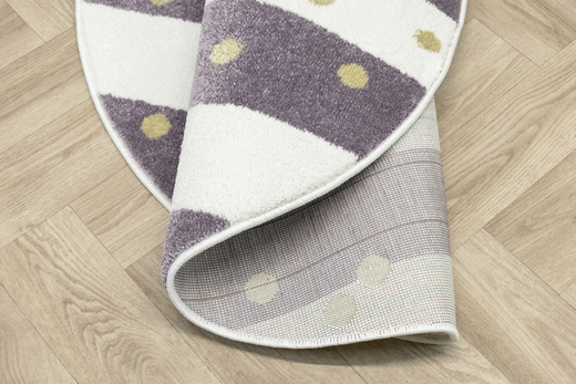 Okrągły Dywan Lima M044A cream/lila Fiolet Krem Zloty Paski