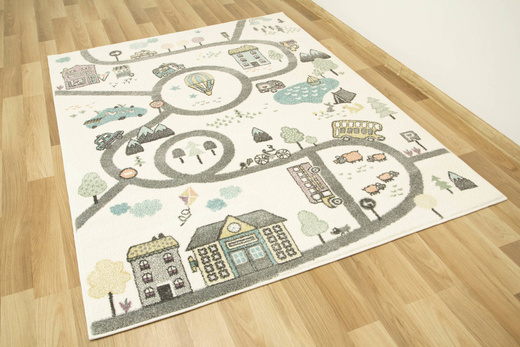 Dywan Dziecięcy Lima 9376A cream/l.grey Uliczki Krem Pastele