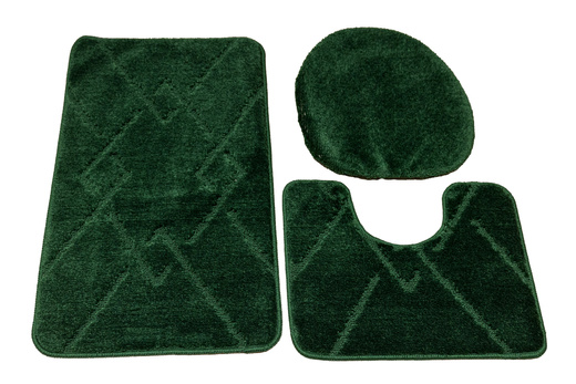 Komplet 3-częściowy Łazienkowy Moreno Green Butelkowa Zieleń Romby