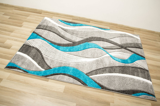 Dywan Amelia B178B grey/turquoise Szary Turkusowy Wstęgi Fale