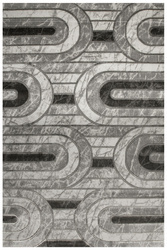 Dywan Felix 9304A grey/grey Lśniący Marmur Srebrzysty Szary Półkola Pasy