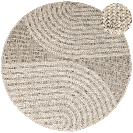 Okrągły Dywan Sznurkowy Patio 5029/178 Nature Beż Brąz Półkola Outdoor