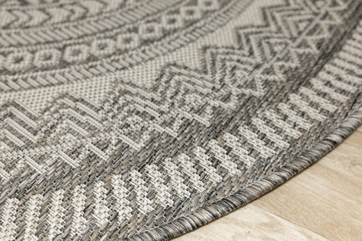 Okrągły Dywan Sznurkowy Jeans 19347/P91 Koło Beż Grafit Rozeta