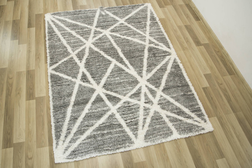 Puszysty Dywan Pulpy Shaggy A522A d.grey/cream Szary Kremowy Trójkąty