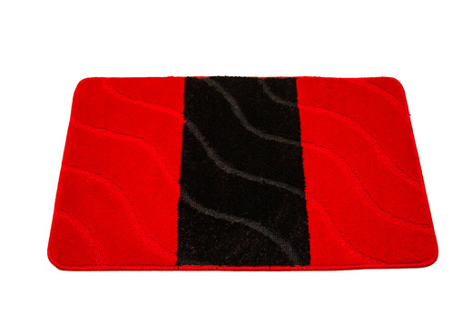 Komplet 3-częściowy Łazienkowy Fiori Red Czerwony Czarny Pasy Fale