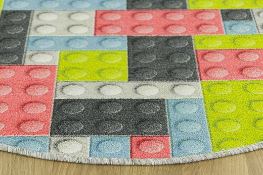 Okrągły Dywan Pastelowe Klocki Koło