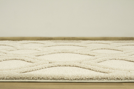 Dywan Berber 7063 Ivory Kość Słoniowa Romby 3D z frędzlami