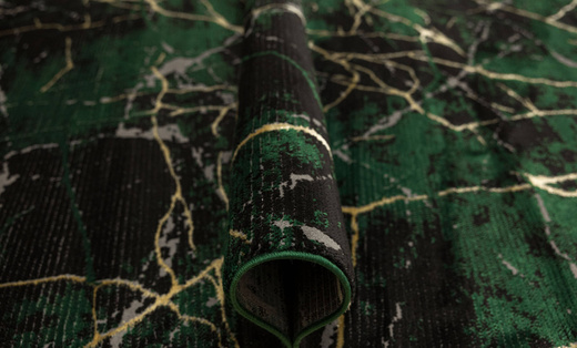 Dywan Diamond K8716Z Green Butelkowa Zieleń Złoty Marmur