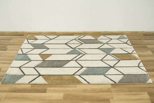 Dywan Vegas Home 09EKE Romby Trójkąty Krem Brąz Niebieski