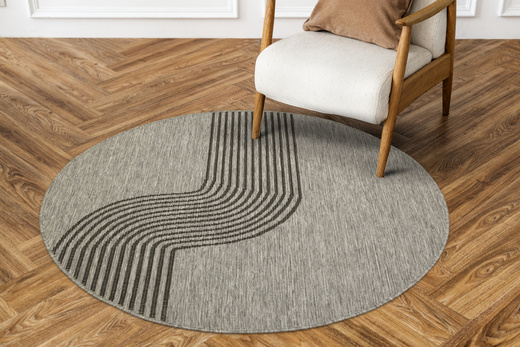 Okrągły Dwustronny Dywan Sznurkowy Brussels 205631/11020 Night Silver Szary Grafit Fala Outdoor