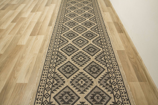 Sznurkowy Chodnik Terra Eco 17 Florence Beż Grafit Romby szerokość 80 cm