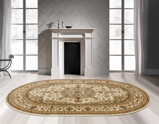 Owalny Dywan Super Rose 3792A cream/cream O Ornament Kwiaty Krem Beż