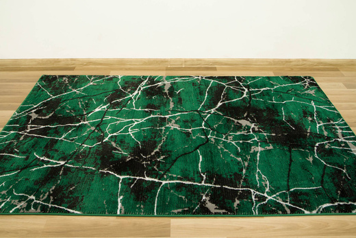 Dywan Diamond K8716Z Green Butelkowa Zieleń Srebrny Marmur