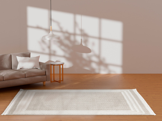 Dywan Milano 090 vizion/beige Beż Krem Ramka Frędzelki