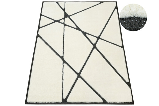 Dywan Shaggy Lula Soft IM85A Black/Bone Trójkąty Krem Czarny