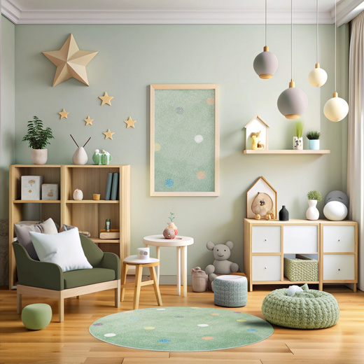 Okrągły Dywan Lima C275A green/lila Pistacjowy Kropki