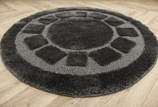 Dywanik Okrągły Łazienkowy Antypoślizgowy Ocean Ciemny Szary