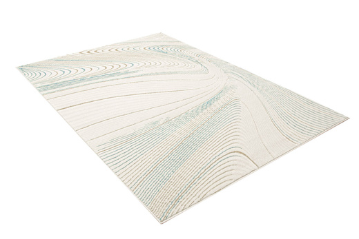 Lśniący Dywan Allora Plus G379A cream/blue Beż Krem Turkus Linie