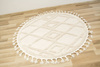 Okrągły Dywan Berber 6843 ivory Krem Romby 3D z frędzlami