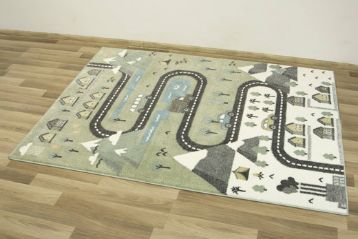 Dywan Dziecięcy Lima C266A green/cream Uliczki Góry Pastelowy Zielony Miętowy