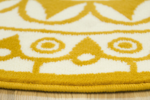 Okrągły Dywan Luna 503786/89955 mustard Musztardowo Kremowy