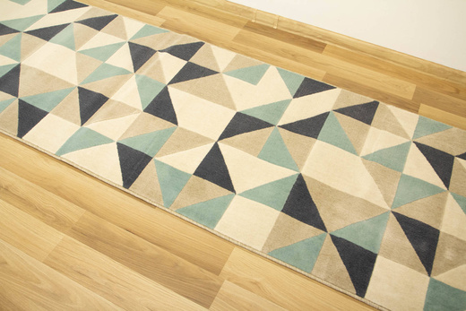 Chodnik Canvas Trójkąty Szary Turkus Granatowy szerokość 80 cm