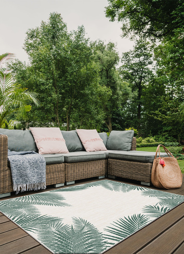 Dywan Dwustronny Sznurkowy Brussels 205183/10520 green liście palmy Outdoor