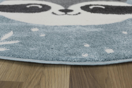 Okrągły Dywan Lima C884A blue/cream Turkus Krem Szop Pracz Listki