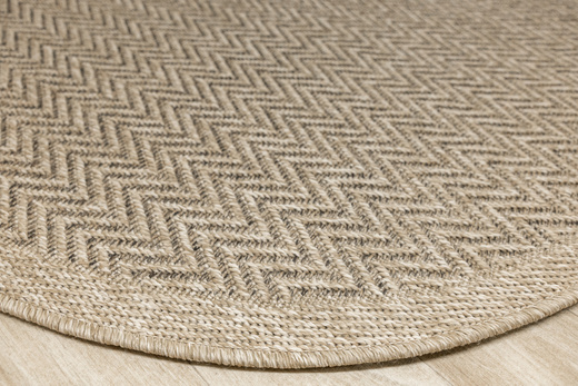 Okrągły Dywan Sznurkowy Patio 5007/170 Nature Beż Brąz Jodełka Zygzaki Outdoor