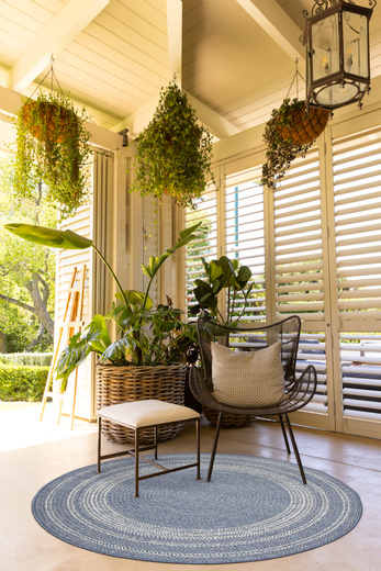 Okrągły Dwustronny Dywan Sznurkowy Brussels 205670/10310 ocean Ocean Niebieski Krem Outdoor